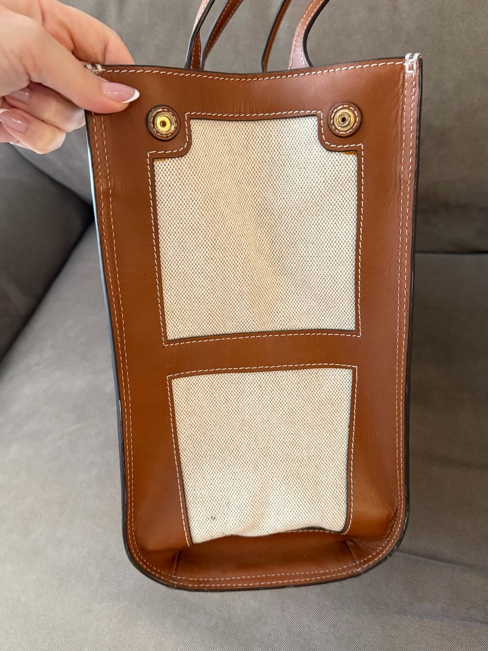 Authentic Tory Burch Ella Large Canvas Quadrant Tote Bag - Picture 13 of 13